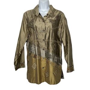 Chico’s Design Vintage Silk Embroidered Jacket Top